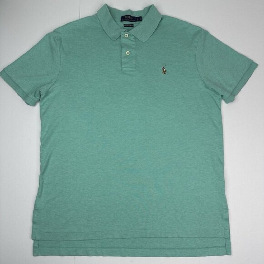Polo Ralph Lauren Mens Large Pima Soft Touch Polo Shirt Seafoam‎ Green Heather L